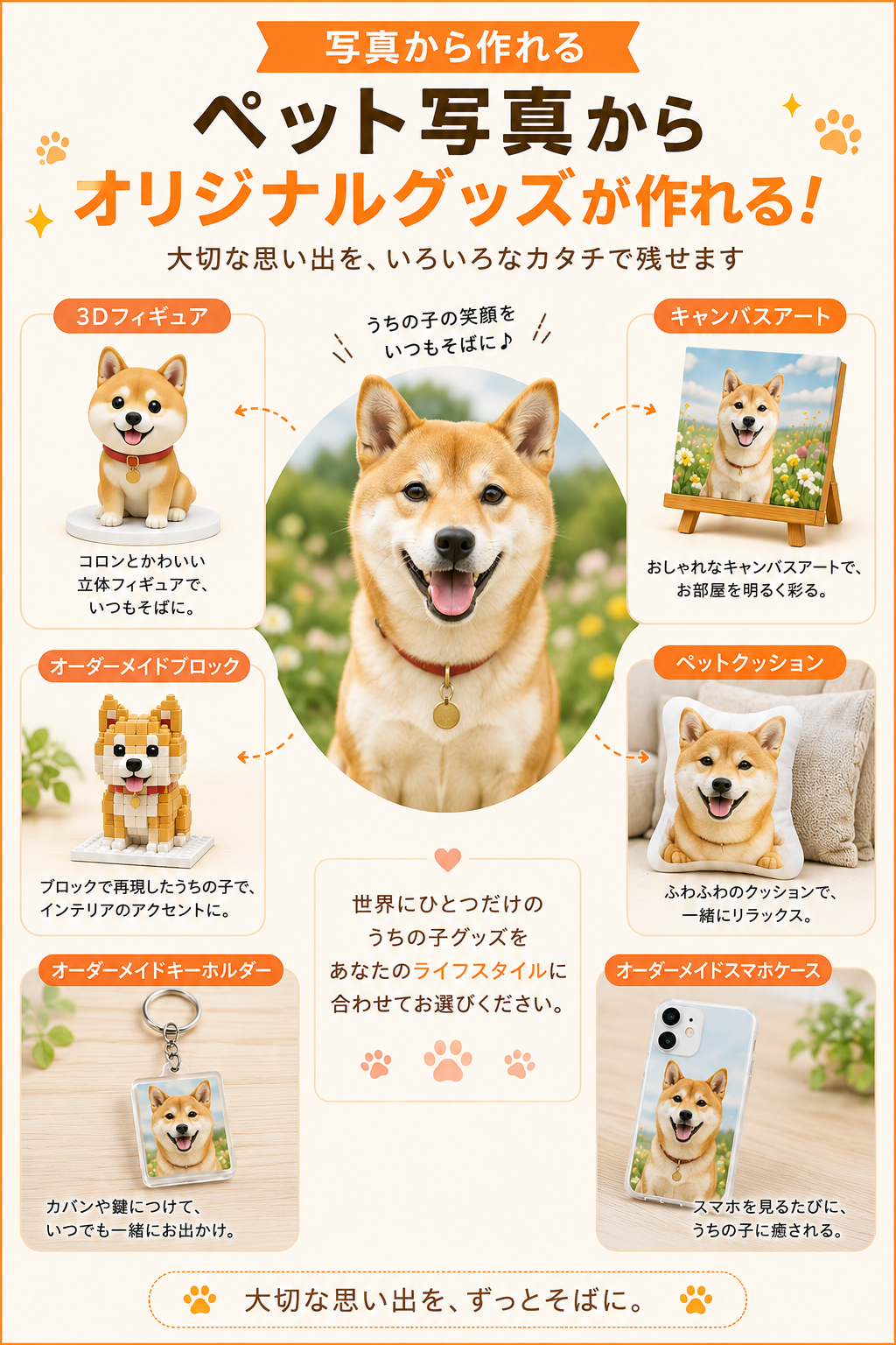ペット写真から作れるオリジナルグッズ